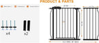 HOOEN Wide Baby Gates for Doorway Stairs 30" Tall 43.5 to 48 Inch Wide Indoor Child Gate for Kid or Pet Dogs Walk Through Pressure Mounted Baby Dog Gate