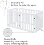 unipaws 120" Extra Wide Pet Gate, Free Standing Dog Gate for Doorways, Stairs, Foldable Puppy & Room Divider, Wooden Playpen for The House, Indoor Use (24" H, White)