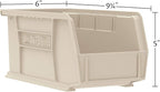 Akro-Mils 30237 AkroBins Plastic Storage Bins, Space-Saving Stackable Bins for Garage, Pantry, Craft Organization, 9-Inch x 6-Inch x 5-Inch, Stone, 12-Pack