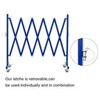 GYMTIME Expandable Metal Barricade, Portable Safety Barrier with Casters, Flexible Mobile Barrier Gate, Adjustable Temporary Fence for Garden Indoor,Airport,School, 8 Feet, Blue