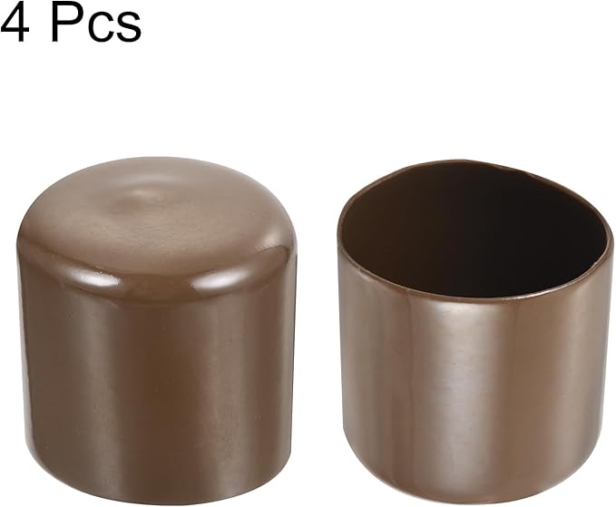 uxcell 4pcs Rubber End Caps 43mm ID Vinyl Round Tube Bolt Cap Cover Screw Thread Protectors Brown, 40mm Height