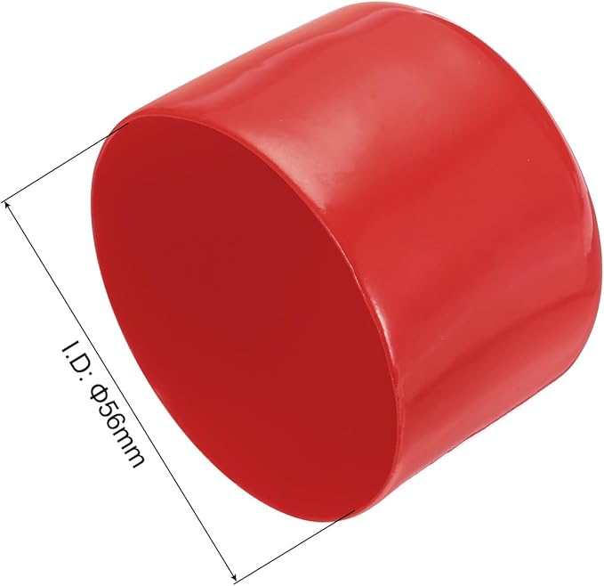 uxcell 4pcs Rubber End Caps 56mm ID Vinyl Round End Cap Cover Screw Thread Protectors Red, 40mm Height