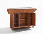 Kitchen Island with Granite Top - Full Size, Mahogany Gray Modern Cart