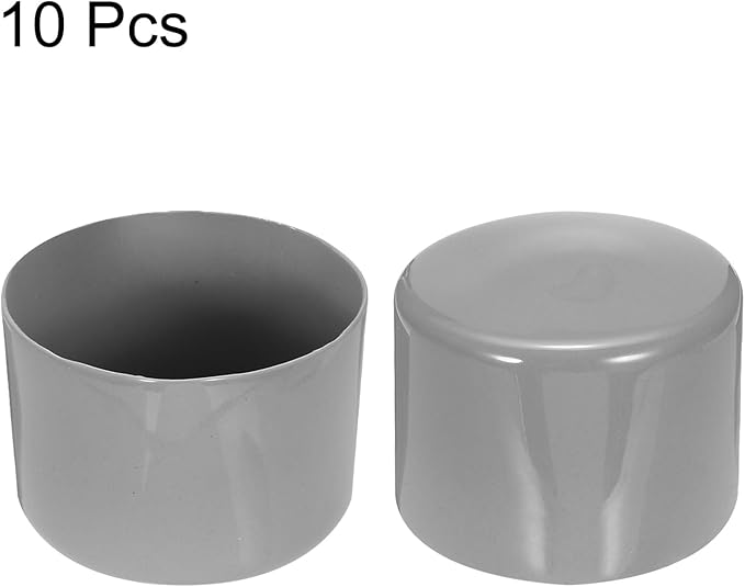 uxcell 10pcs Rubber End Caps 65mm(2.6 Inch) ID Vinyl Round End Cap Cover Screw Thread Protector Light Grey