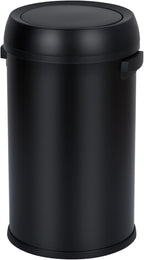 Commercial Grade Stainless Steel Kitchen Trash Can, 65L (17 Gallon) Heavy Duty Round Garbage and Recycling Bin with Fingerprint-Proof Swing Lid, Durable Indoor and Outdoor Use