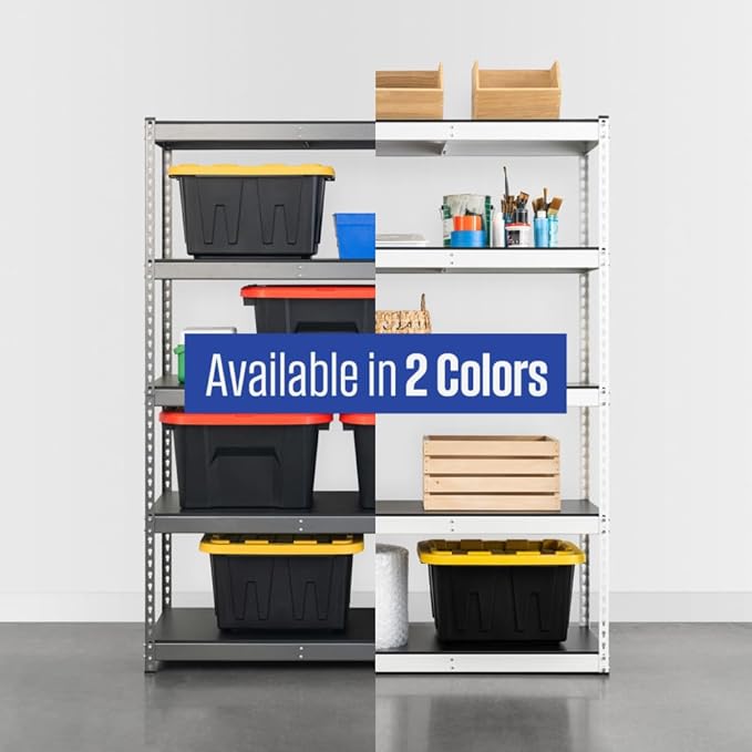 SafeRacks Modular Garage Shelving - 5 Tier Storage Shelves, Tall Metal Rack Shelves for Storage, Heavy Duty Steel Shelf Organizer for Garage, Or Kitchen Pantry (White, 18 x 36 x 72)