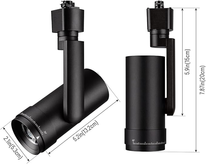 mirrea H Type LED Track Lighting Heads, Track Light Head with 24° to 60° Adjustable Beam Angle, 13.5W 90 CRI 3000K Warm White Black Painted, Pack of 12