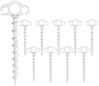 Tent Stakes Ground Anchors Screw in, 10 Pack Sand Stakes for Beach 9.4 Inch Heavy Duty Spiral Tent Pegs for Camping, Party, Hiking, Outdoor Decoration (10, White)