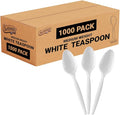 Plastic Teaspoons, Disposable Silverware cutlery, White, Bulk 1000 Count