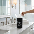 Wood Disinfecting Wipe Dispenser for Kitchen Farmhouse Countertop Organizer Storage Container Black