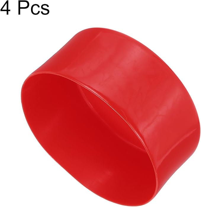 uxcell 4pcs Rubber End Caps 110mm ID Vinyl Round End Cap Cover Screw Thread Protectors Red, 50mm Height