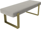 VANT Upholstered Bed Bench - Zigrino Oyster - Burnished Brass - Contemporary Modern, Bedroom Bench Seat, Hallway, or Entryway