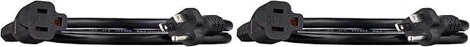 Amazon Basics Extension Cord, 13 Amps, 125V, 3 Foot, Black - Pack of 2