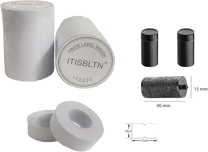 One-Line White Price Gun Labels- 8,000 White Blank Price and Date Gun Labels with 2 Ink Roll,Fits MX-5500 and LonXFan 1 Line Price and Date