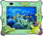 6x8 Inch Sea Turtle Resin Picture Frame - Ocean-Themed Tabletop Photo Display with Turtle Figurine, Feng Shui Lucky Wealth Home Decor, Beach & Marine Art Gallery Decor