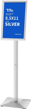 YIYO Sign Stand Poster Stand，adjustable heavy duty pedestal Sign Holder Floor Stand，aluminium frame floor standing for display 8.5*11 inch，Silver (8.5*11 Silver)