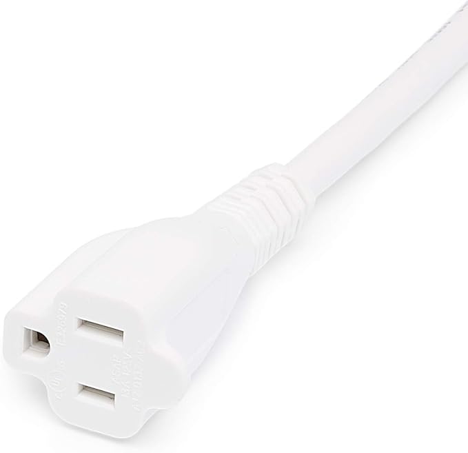 Amazon Basics Extension Cord, 13 Amps, 125V, 3 Foot, White - Pack of 2