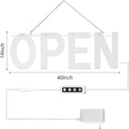 LED Open Sign for Business, 40"x14" Dimmable Brightness Large Electric Light Up Sign, Hanging Installation for Store Restaurant Office Bar Hotel Salon (warm white)