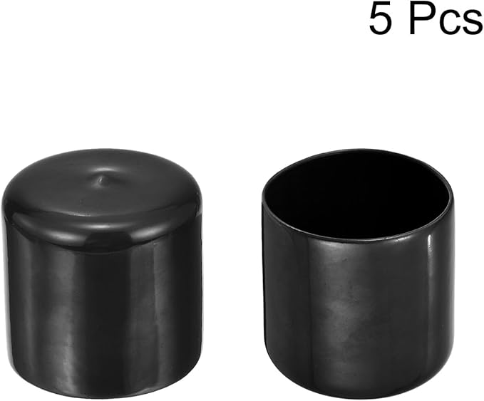 uxcell 5pcs Rubber End Caps 1 3/4"(44mm) ID Vinyl PVC Round Tube Bolt Cap Cover Screw Thread Protectors Black