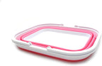 SAMMART 15.5L (4.1 Gallons) Collapsible Tub with Handle - Portable Outdoor Picnic Basket/Crate - Foldable Shopping Bag - Space Saving Storage Container (Pink)