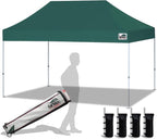 Eurmax USA 10'x15' Pop Up Canopy Tent Commercial Instant Canopies with Heavy Duty Roller Bag,Bonus 4 Sand Weights Bags (Forest Green)