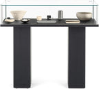 Free-Standing Tempered Glass Display Case, with 2 Pedestal Style Legs and Black Veneer