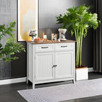 Gizoon Kitchen Sideboard Buffet Cabinet, 32'' H Large Kitchen Storage Island and Adjustable Shelf, Modern Coffee Bar Console Cabinet for Dining Room, Bathroom, Entryway, Retro