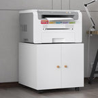 Print Mobile Printer Stand, Rolling Filing Cabinet, Lateral Office Filing Cabinet fits A4 or Letter Size for Home Office (White, H17.72)
