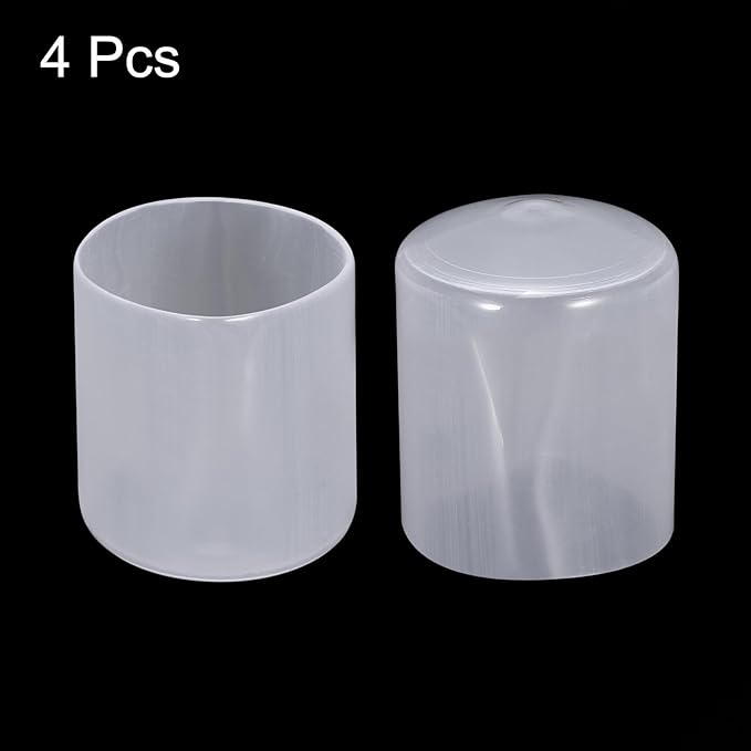 uxcell 4pcs Rubber End Caps 40mm ID Vinyl Round Tube Bolt Cap Cover Screw Thread Protectors Clear, 40mm Height