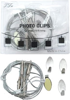 Multi-Purpose Steel Wall Hanging Photo Display Cable Wire Rod String with 12 Clips for Hanging Photos Notes and Artworks (Alligator Clip)
