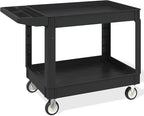 Heavy Duty Utility Rolling Tool Cart, 1000 lbs Capacity Utility Service Cart with Two Trays and Wheels, 46 x 26-Inch Rolling Service Carts Huge Storage, Garage, Warehouse, Workshop, Black