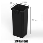 23 Gallon Black Square Commercial Trash | Garbage Can - Outdoor, Office, Restaurant, School, Kitchen