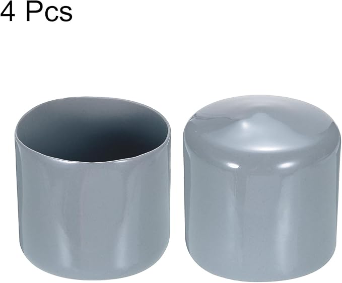 uxcell 4pcs Rubber End Caps 45mm ID Vinyl Round Tube Bolt Cap Cover Screw Thread Protectors Grey, 40mm Height