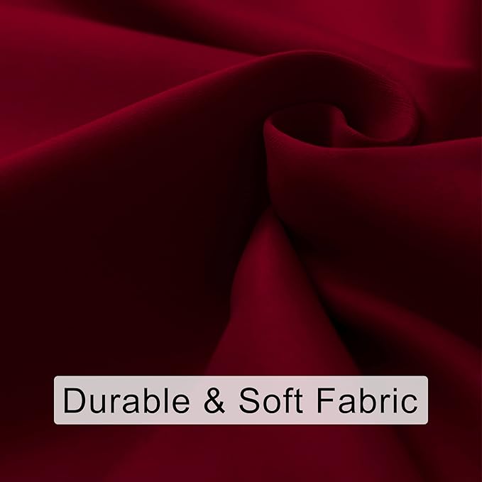 JIUZHEN Christmas Blackout Curtains for Bedroom - Thermal Insulated Room Darkening Noise Reducing, 52 x 54 Inch Length Curtains for Living Room, Set of 2 Panels with Tiebacks, Red