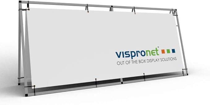 Vispronet Horizontal A-Frame Banner Stand – 3ft x 7ft Aluminum Outdoor Banner Stand, Portable Display Stand for Promotional & Sporting Events, Weather-Resistant Banner Stand, Frame Only