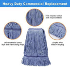 6 Pack Heavy Mop Replace Head，mop Head Replacement,Commercial mop Heads,Reusable Mop Head Refills-Replacement Mop Heads SuitableWet Industrial Blue Cotton Looped End String Head Refill (Blue)