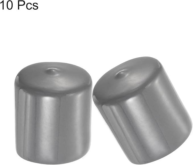 uxcell 10pcs Rubber End Caps 37mm(1 1/2") ID Vinyl Round End Cap Cover Screw Thread Protectors Dark Grey