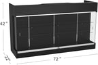 72" W x 22" D x 42" H - Tempered Glass Retail Display Case, Black Reception Desk, Retail Checkout Counter with Lockable Drawers, Suitable for Offices, Retail Stores and Boutiques
