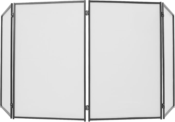 DJ Foldable Facade DJ Facade Table Station Portable Event Booth with 4 Detachable Panels Black+White Metal Frame Projector Display Scrim Panel with Carry Bag-28x47inch