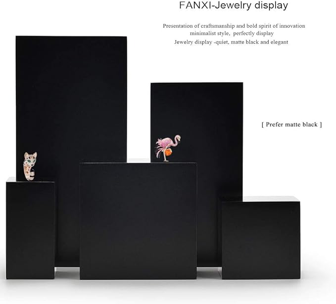 Oirlv Solid Wood Minimalism Style Jewelry Display Stand Showcase Jewelry Organizer Black Square Holder (SM05305)