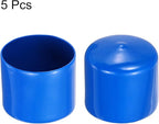 uxcell 5pcs Rubber End Caps 50mm(2 Inch) ID Vinyl PVC Round Tube Bolt Cap Cover Screw Thread Protectors Blue