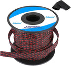 100Ft-1/8inch PET Expandable Braided Wire Sleeving,Wire Loom Cable Sleeve for TV,Computer,Home Theater,Automotive,Home Industrial,Electrical Wires,Chemical,Protect Cat from Chewing Cords,BlackRed
