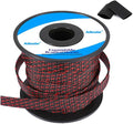 100Ft-3/8inch PET Expandable Braided Wire Sleeving,Wire Loom Cable Sleeve for TV,Computer,Home Theater,Automotive,Home Industrial,Electrical Wires,Chemical,Protect Cat from Chewing Cords,BlackRed