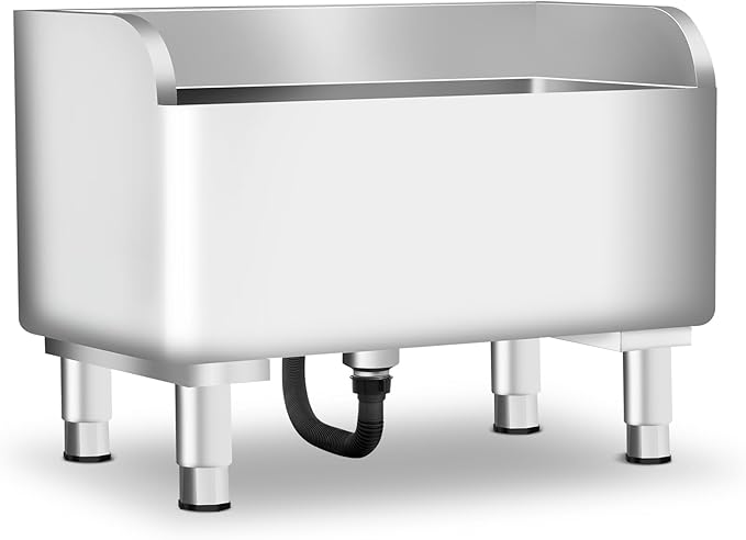 Commercial Mop Sink 304 Stainless Steel Floor Sink with Deep Basin, Anti-Splash Design & Quick Drainage Heavy-Duty Mop Service Basin for Kitchen, Laundry, Garage, Restaurant 18''