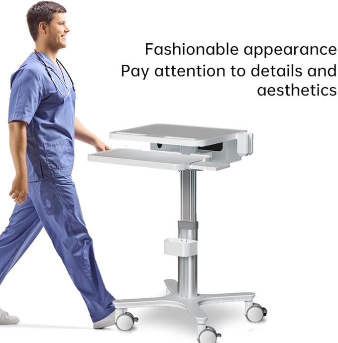 Dental Clinic Trolley Cart with Oral Scanner Holder,Hospital Mobile Workstation with Laptop Tray and Silent Wheels, for Office School Salon Lab etc.