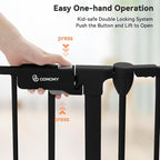 COMOMY 127.8" Extra Wide Baby Gate, Dog Gate for House Stairs Doorways Fireplace, Auto Close Pet Gate with Door Walk Through, 5 Metal Panels, Hardware Mounted Baby Fence Indoor Outdoor(30" Tall,Black)