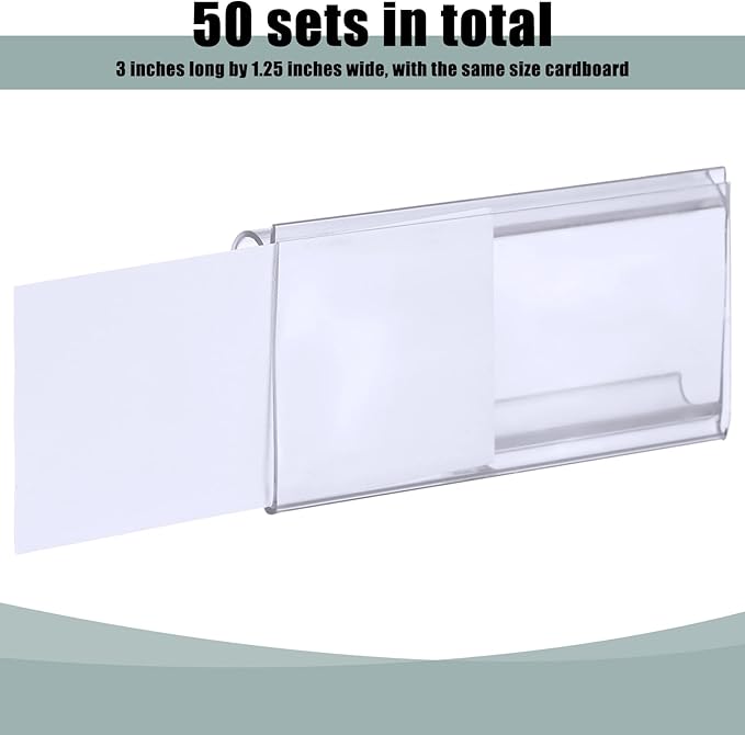 Kathfly 200 Pcs Plastic Wire Shelf Label Holder, Sign and Ticket Holder Clips with Paper Insert Area 3"x1.25" Compatible with Metro 1-1/4 Inch Shelves, Label Inserts Included