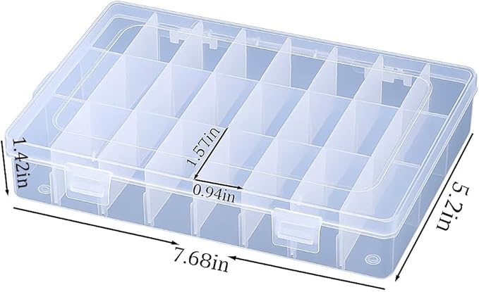 3pcs Clear Storage Small Parts Organizer Box Storage Bin With Dividers Multi Compartment for Beads Art DIY Tackle Box Organizer (24compartments)