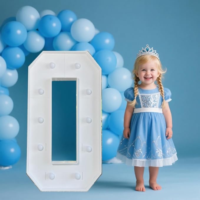 PRELIFE MEMORY 3FT/36 Inch Light Up Marquee Letter A-Z, White Frame KT Board Plug-in KT Board with Bracket White LED Party Decorative Light Decoration for Birthday Party Anniversary (O)