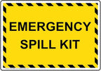 ComplianceSigns.com Emergency Spill Kit Label Decal, 5 x 3.5 inch 4-Pack Vinyl for Hazmat Industrial Notices Facilities, American Made Safety Stickers